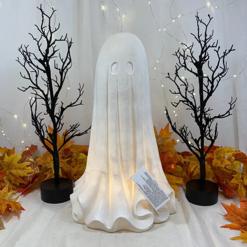 Martha Stewart White Resin LED Cheesecloth Ghost Halloween Decor 18” New
